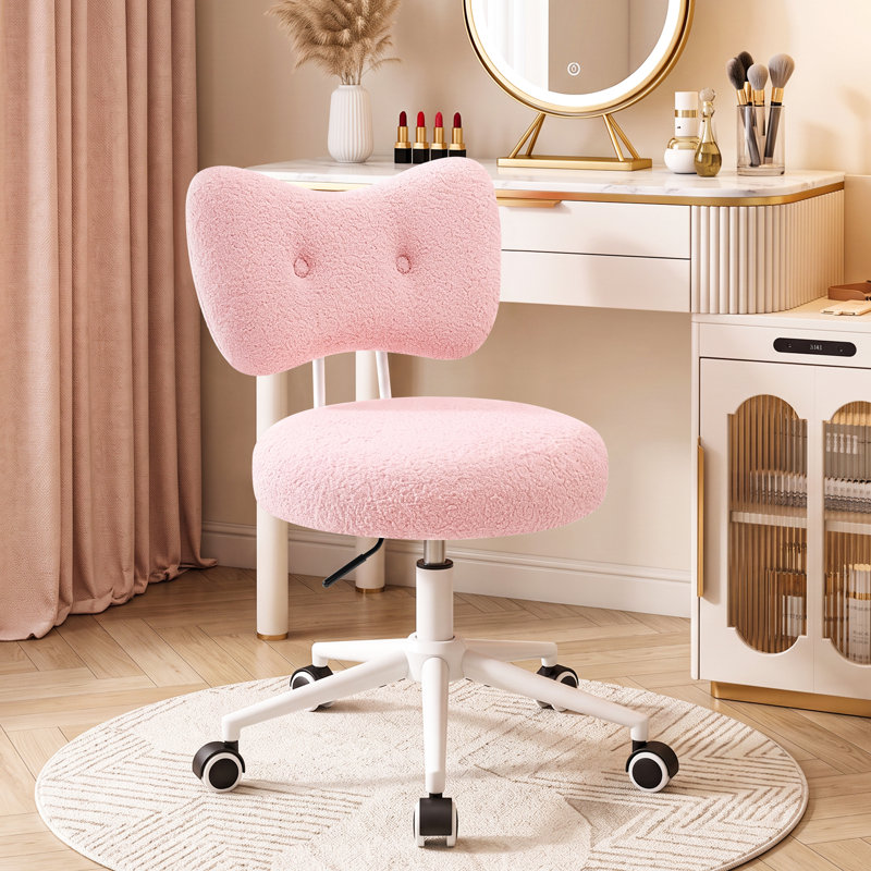 Fauteuil de meuble-lavabo contemporain pivotant rembourré à boucles Teddy, Pink
