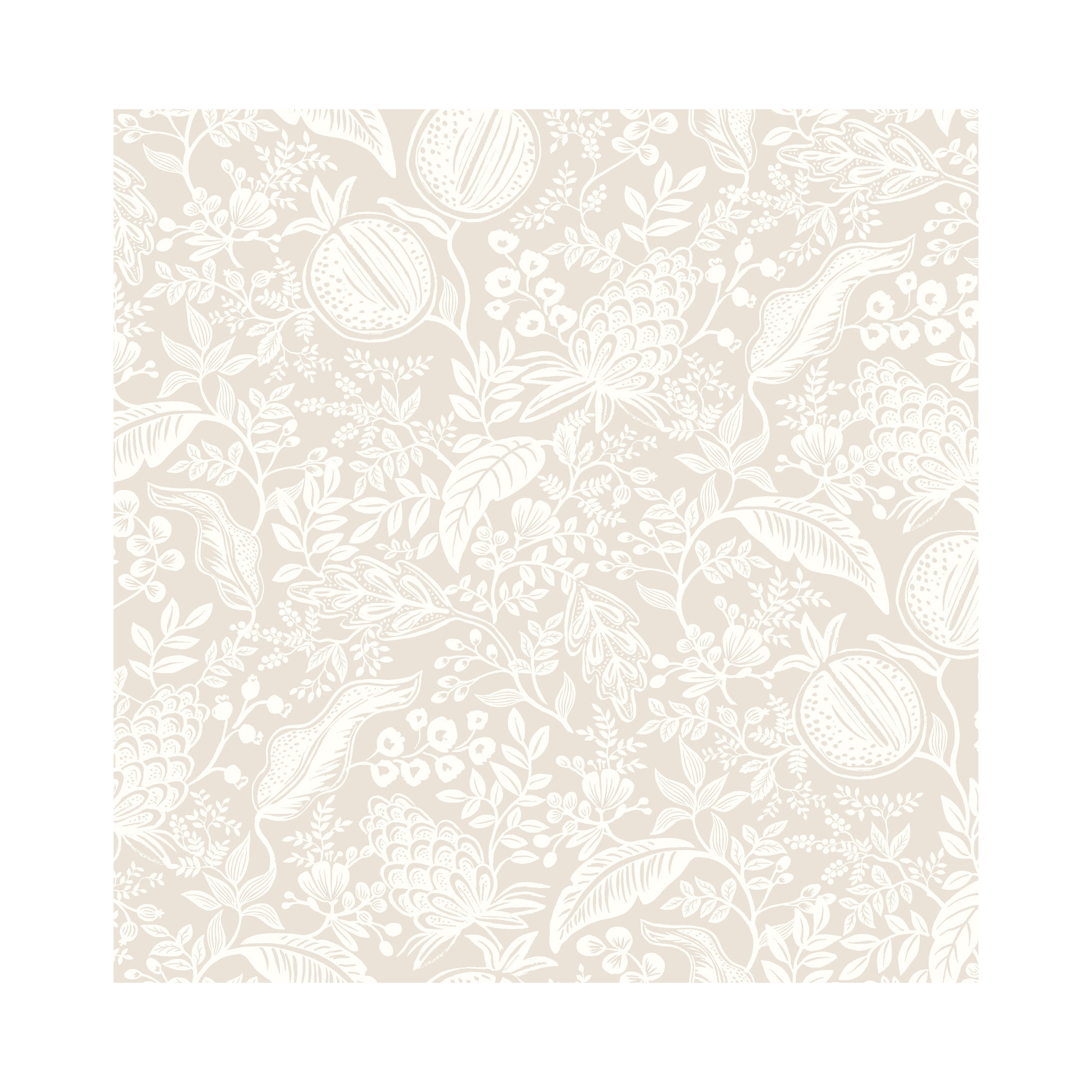 Pomegranate White Peel and Stick Wallpaper, Beige