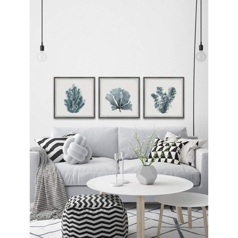 Lucas Greens by Marmont Hill - 3 Piece Single Picture Frame Painting, 45cm H x 45cm W