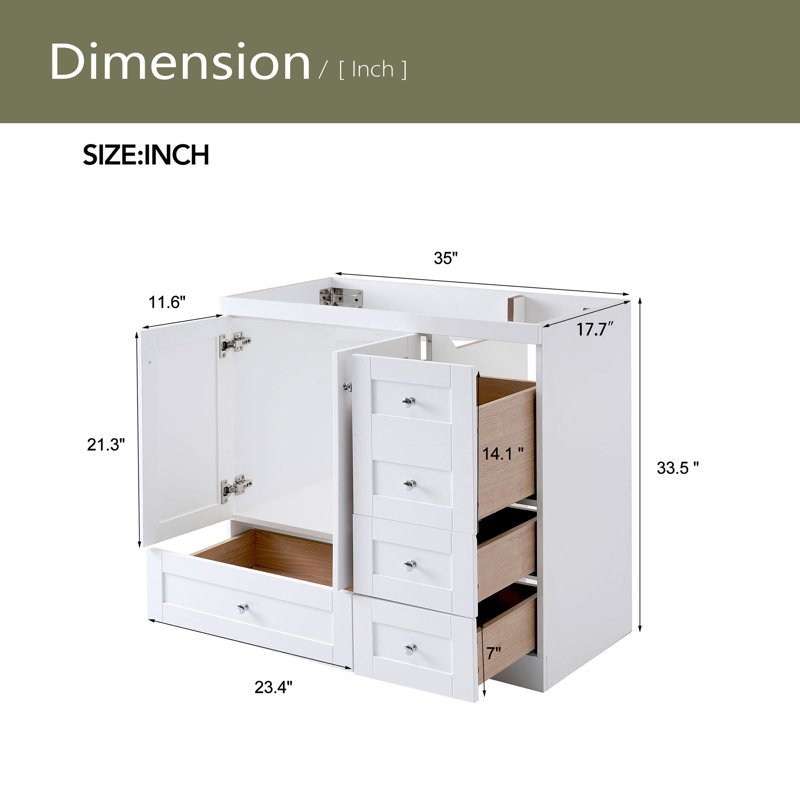 36" Bathroom Vanity, White