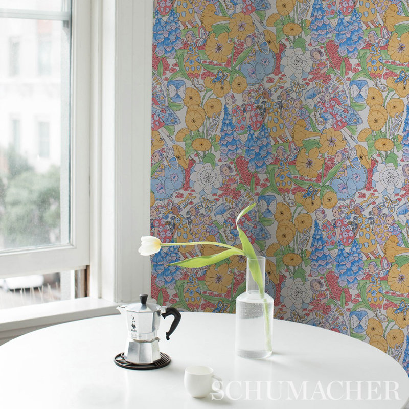 Schumacher x Clements Ribeiro Fairie Garden Wallpaper, Yellow/Ivory
