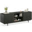 Meuble télé noir Mid-Century, rangement pour téléviseur de 75 po