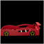 Lit de voiture de course en bois, lit plateforme simple en forme de voiture avec roues pour adolescents, rouge et jaune