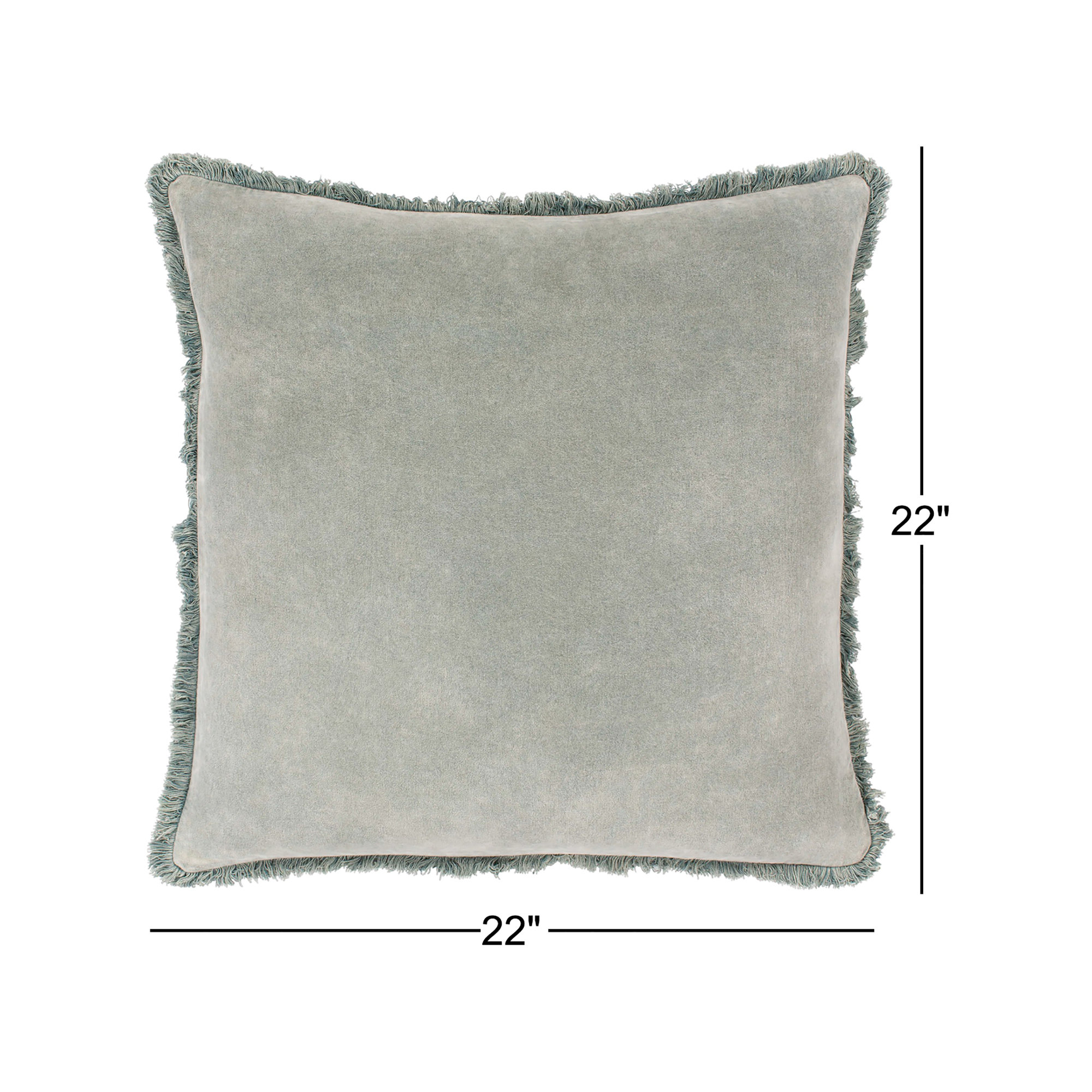 Steph Fringed Cotton Throw Pillow, 22" x 22", Sage, Pillow Cover Only - No Insert