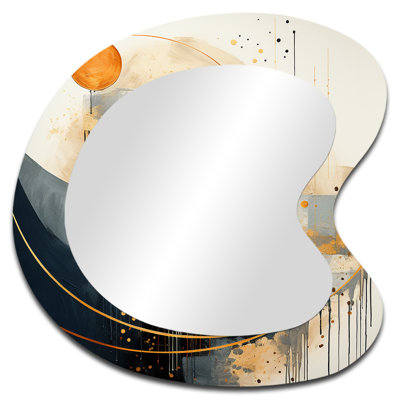 Yellow And Black Landscape Symphony I - Irregular Abstract Landscapes Modern Unique Wall Mirror