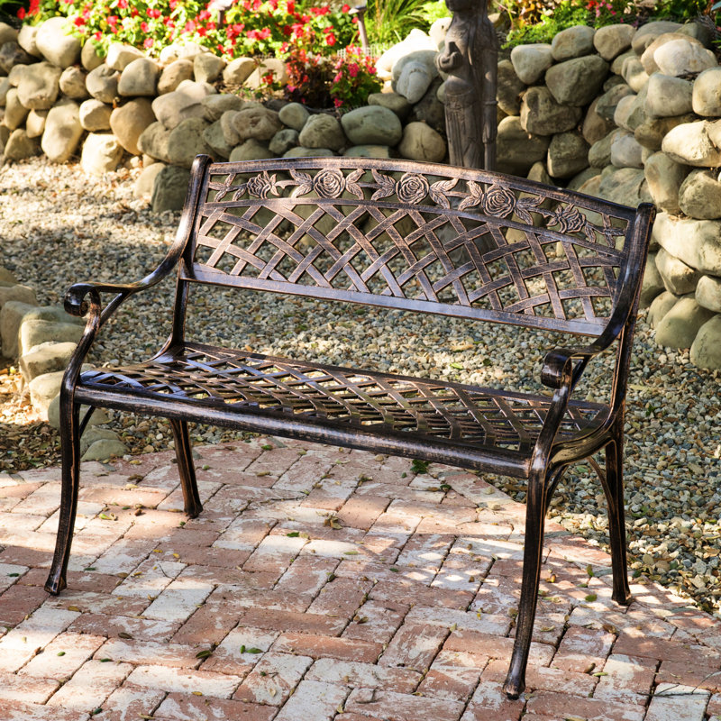 Banc de jardin en fonte d'aluminium Caffey