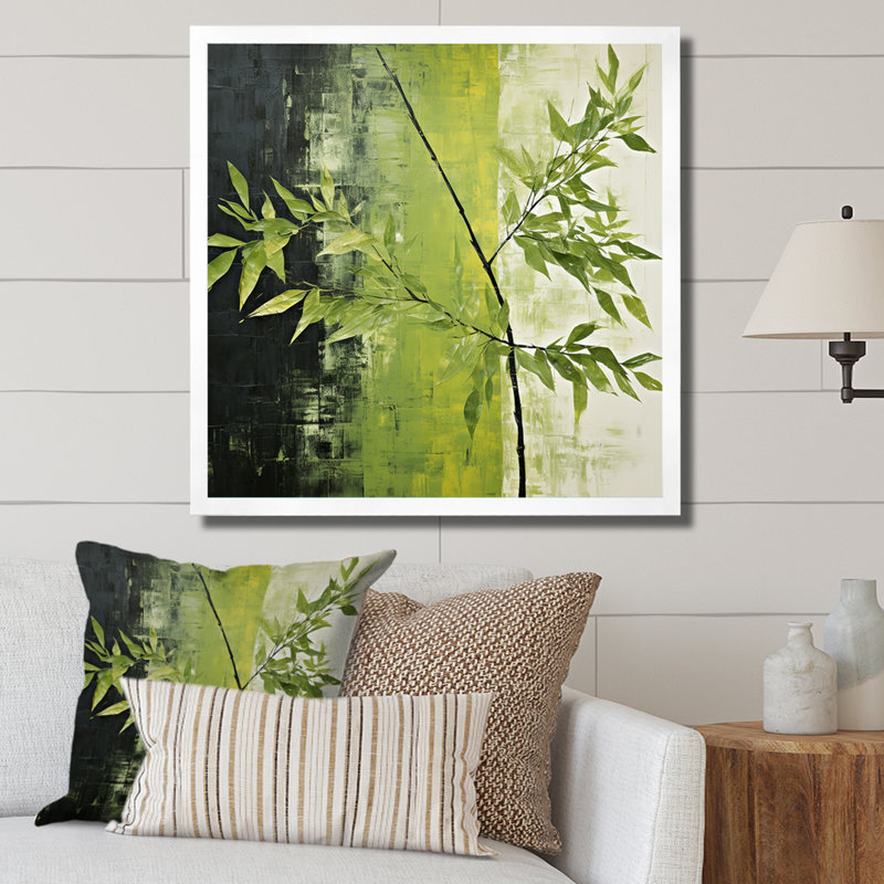 «Green Ferm Simple Collage II», reproduction sur toile, Cadre simple blanc, H 16 po x l 16 po x P 1 po