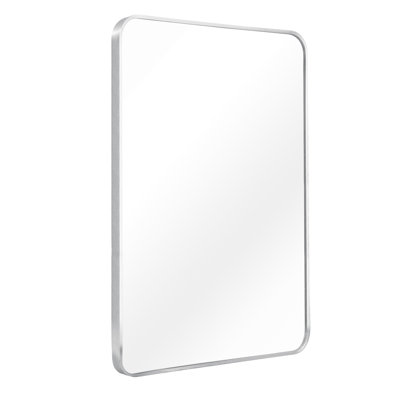 22x30 Inch Silver Aluminum Rectangular Mirror For Bathroom - Hd Glass, Rust Frame, Installation Manual, Easy To Hang Metal Shatterproof Film,