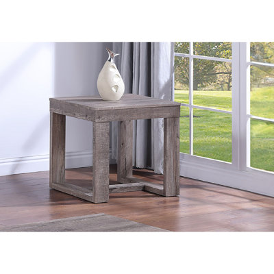 Table de bout carrée rustique, brun, brun clair, gris et gris pour l'espace de vie