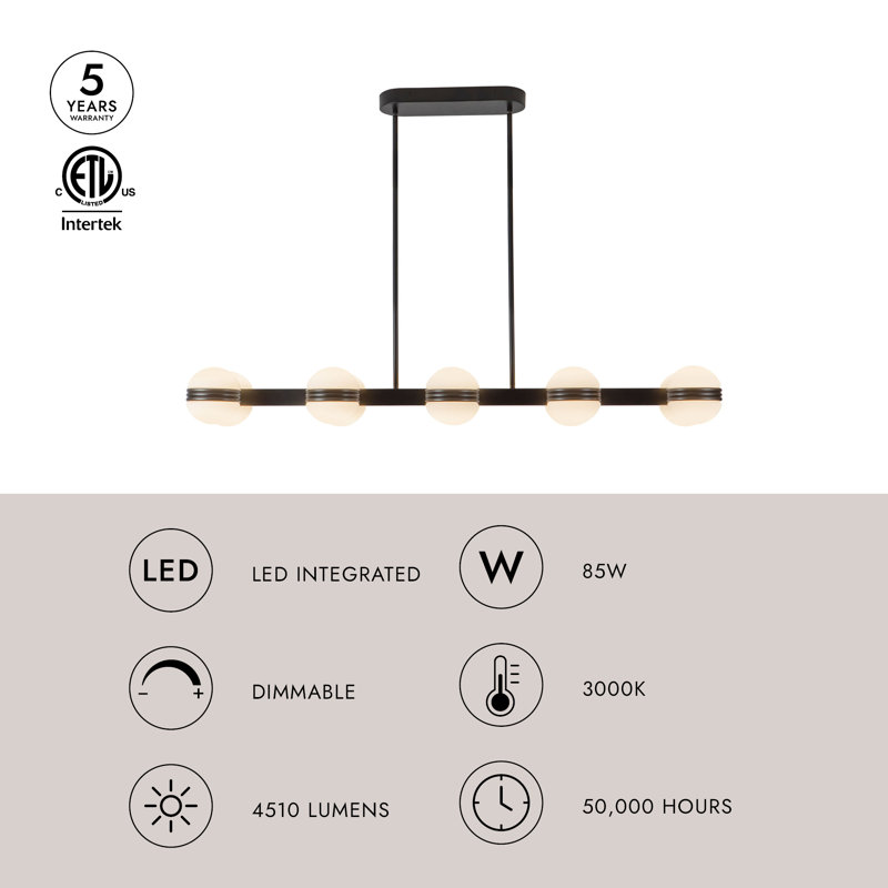 Selene 4-ft Gold dimmable LED Linear Pendant, Matte Black