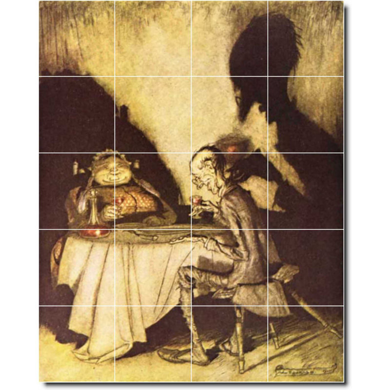 Carreau de peinture murale 32 po x 40 po 8 po x 8 po, Illustration de Arthur Rackham, peinture W06858