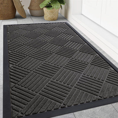 Heavy Duty Natural Rubber Front Door Mat, Non-Slip Outdoor Indoor Doormat, Dirt Trapper