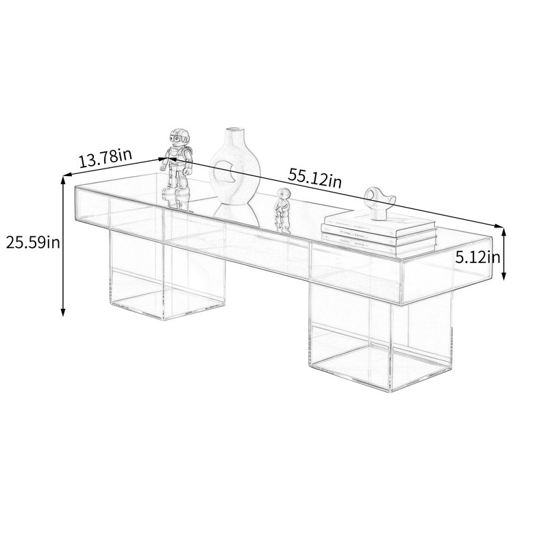 Console rouge en acrylique, H 25,59 po x l 55,12 po x P 13,78 po