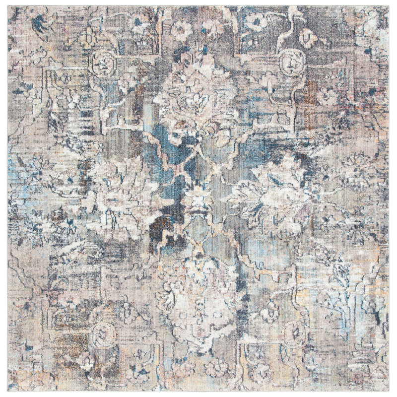 Gardner Performance Floral Rug, Square 7'