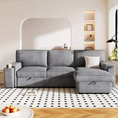 Canapé-lit modulaire Upholstery avec sacs de rangement et 2 porte-gobelets sur les accoudoirs