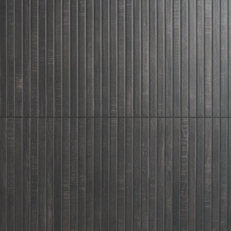 Kenridge 24x48 Fluted Matte Wood Look Porcelain Tile, Black