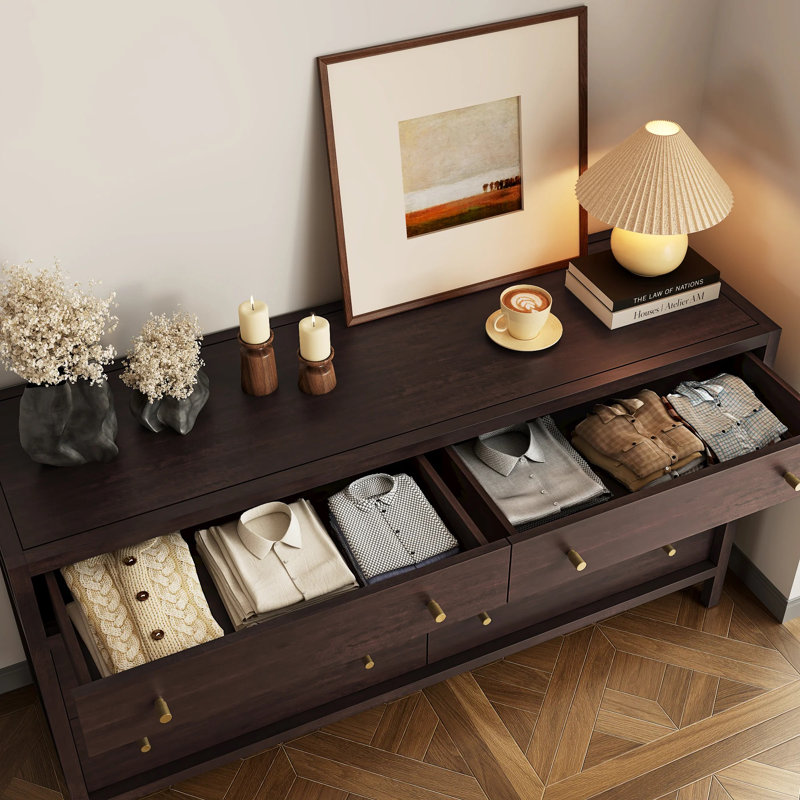 Commode 6 tiroirs 64 "Mid-Century, Café