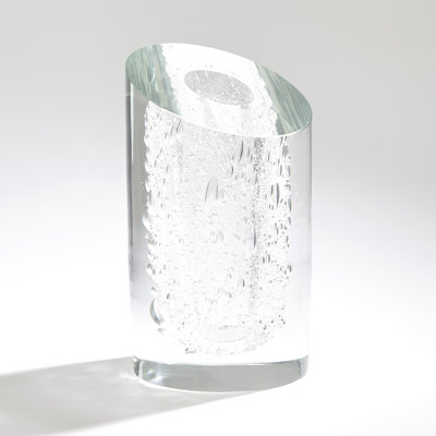 Slant Vase-Clear W/Bubbles