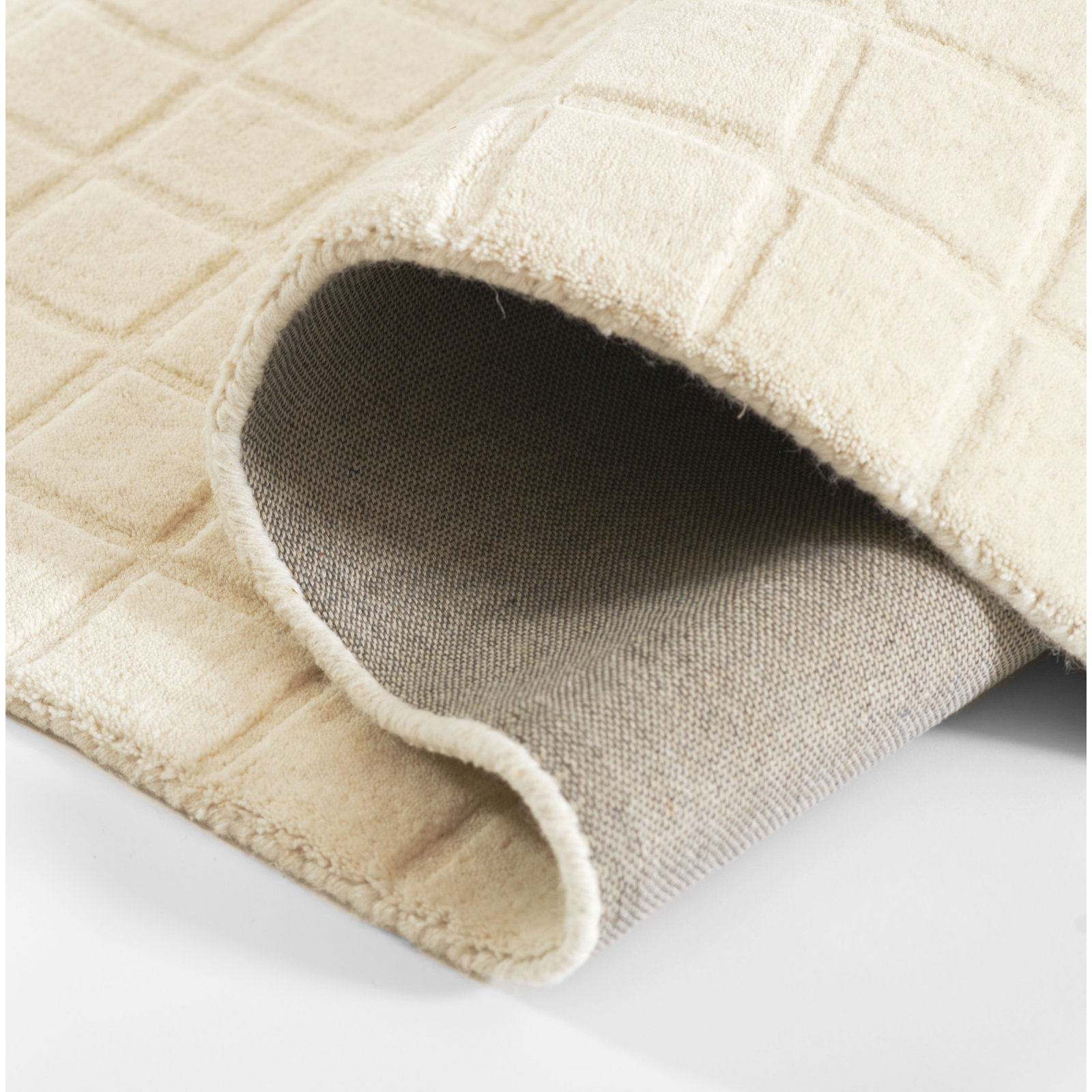 Meile Ivory Hand-Loomed Geometric Wool Rug, Rectangle 2' x 3'