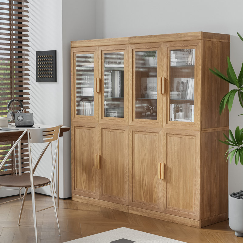 Bonie 62" Book Cabinet Storage Bookcase, Natural Wood
