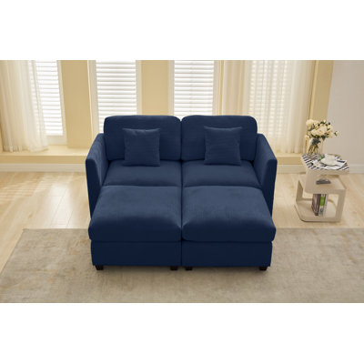 4-piece Corduroy Loveseat Sofa, Sleeper Sofa