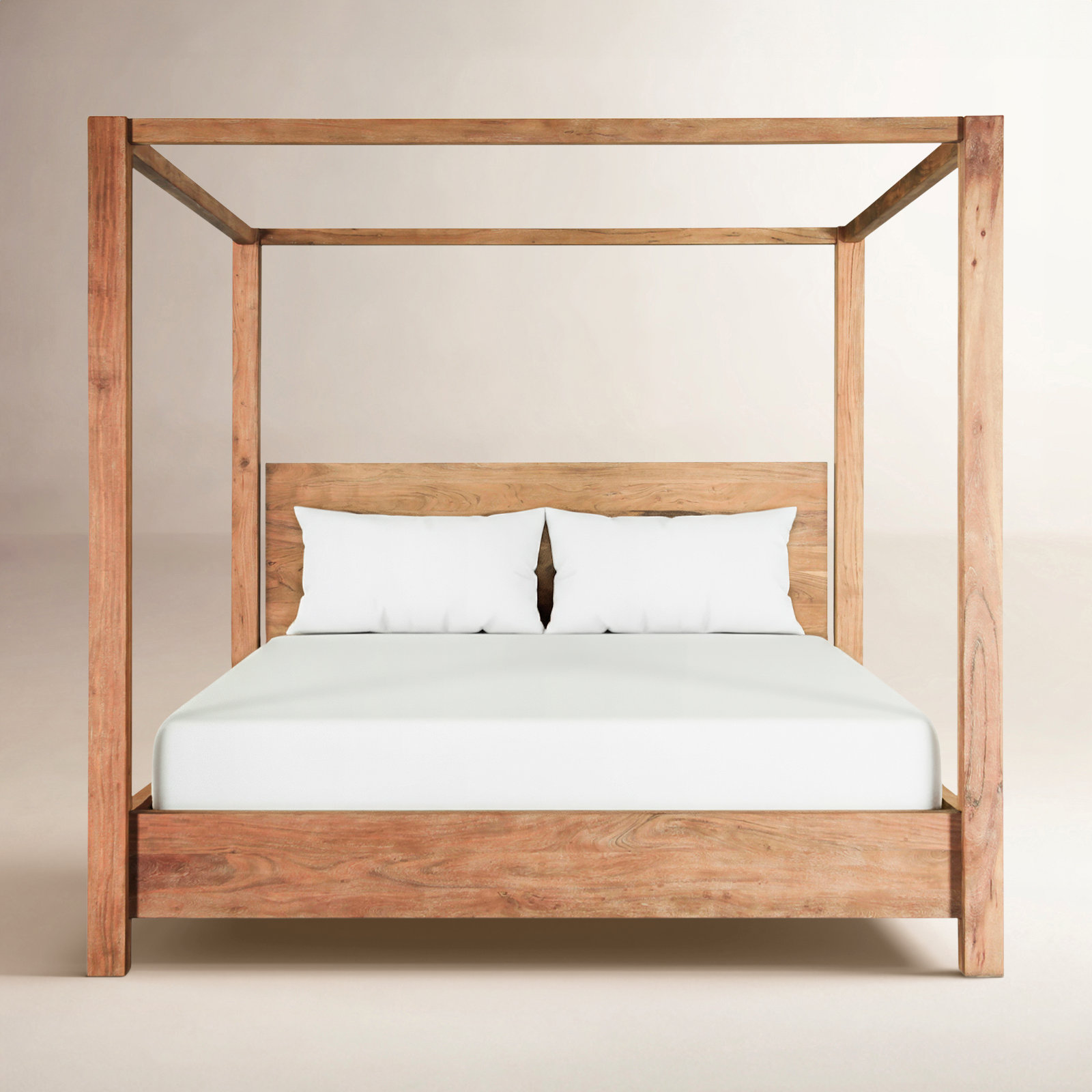 Xaydin Canopy Bed In Brushed Acacia, Queen