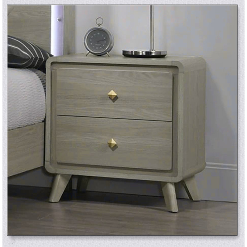 Table de chevet de style contemporain avec pieds fuselés et glissières en métal à queue d'aronde anglaise