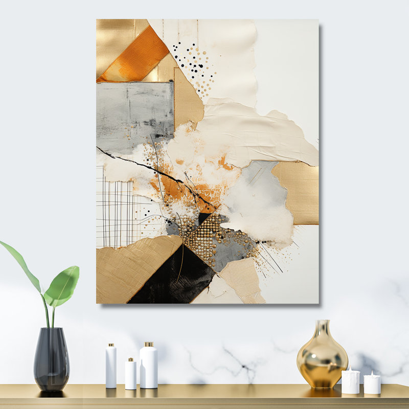 Coucher de soleil «Reverie Collages» - art mural abstrait en métal, H 20 po x l 12 po x P 1 po