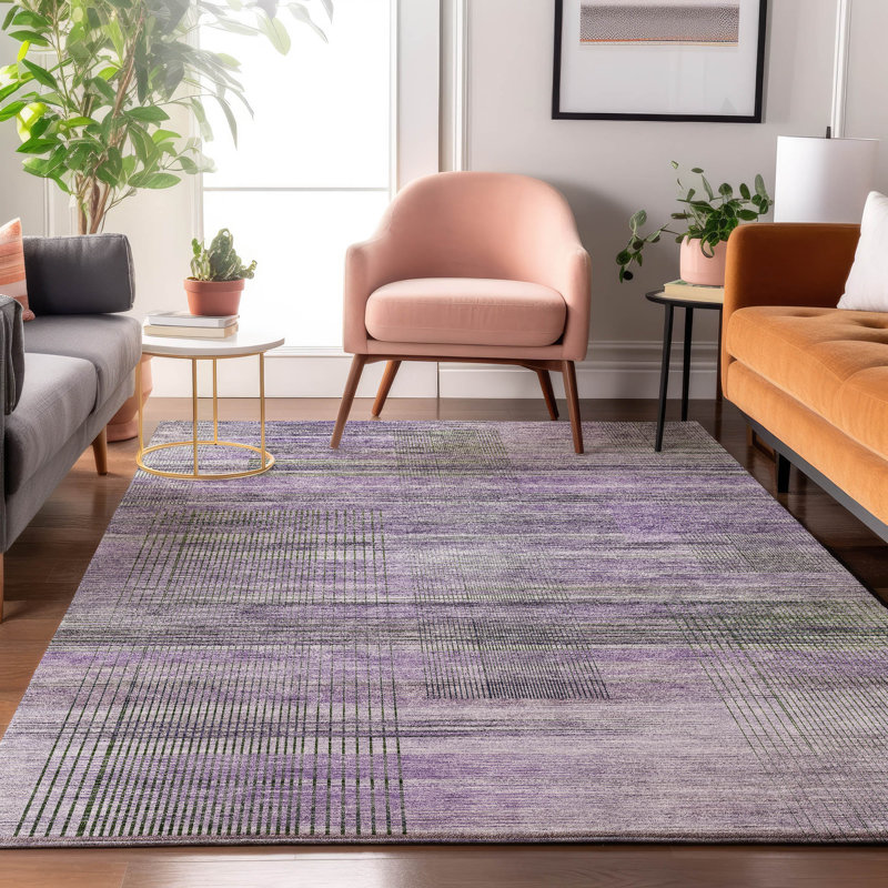 Premium Machine Washable Prisco Purple Rug, Rectangle 9' x 12'