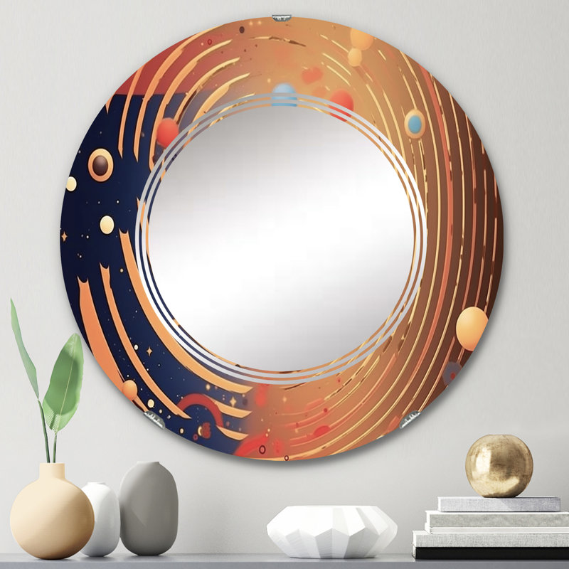 Lenzee - Miroir mural moderne rond, 24 po x 24 po