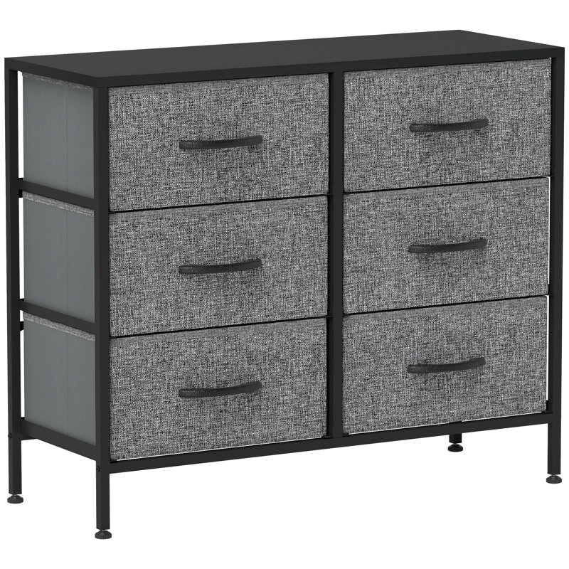 HOMCOM Fabric Chest of Drawers with 6 Fabric Drawers Black, Black