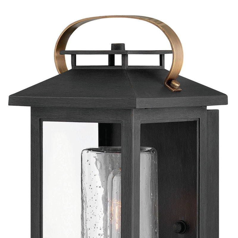 Atwater Outdoor Wall Lantern, 14" H x 6.5" W x 7" D, Black, Black