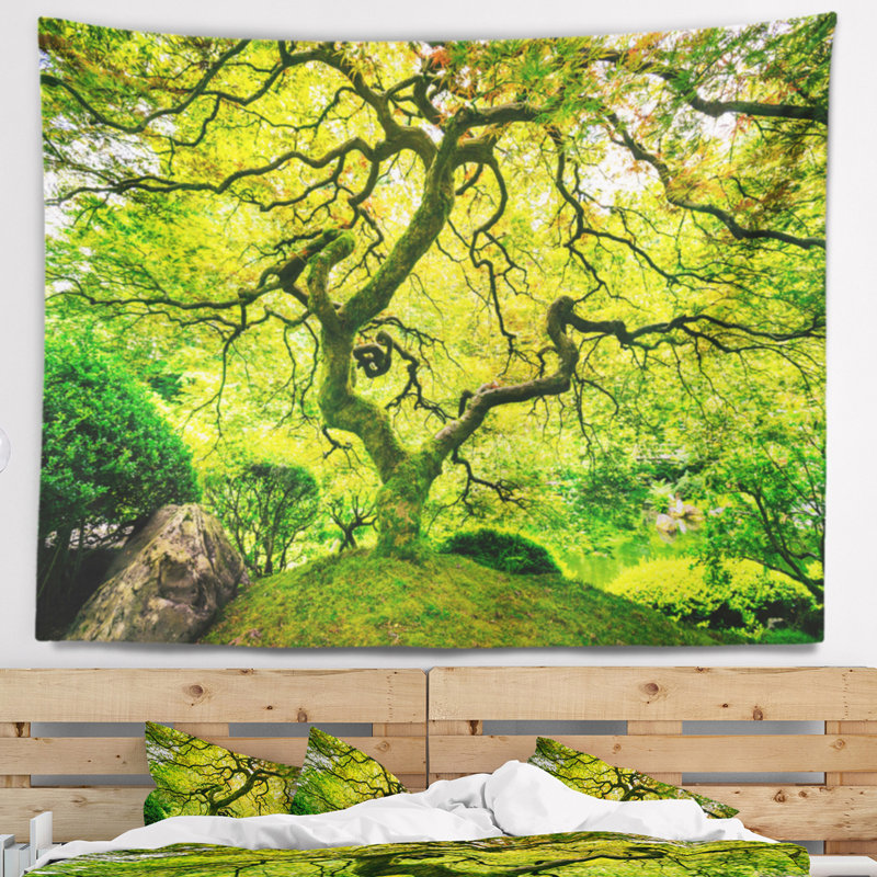 Photographie incroyable tapisserie d'arbre vert, H 50 po x l 60 po