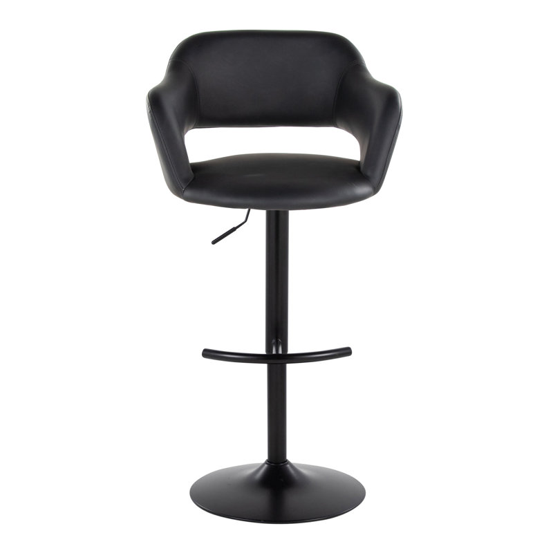 Margarite Adjustable Black Faux Leather Swivel Barstool Set