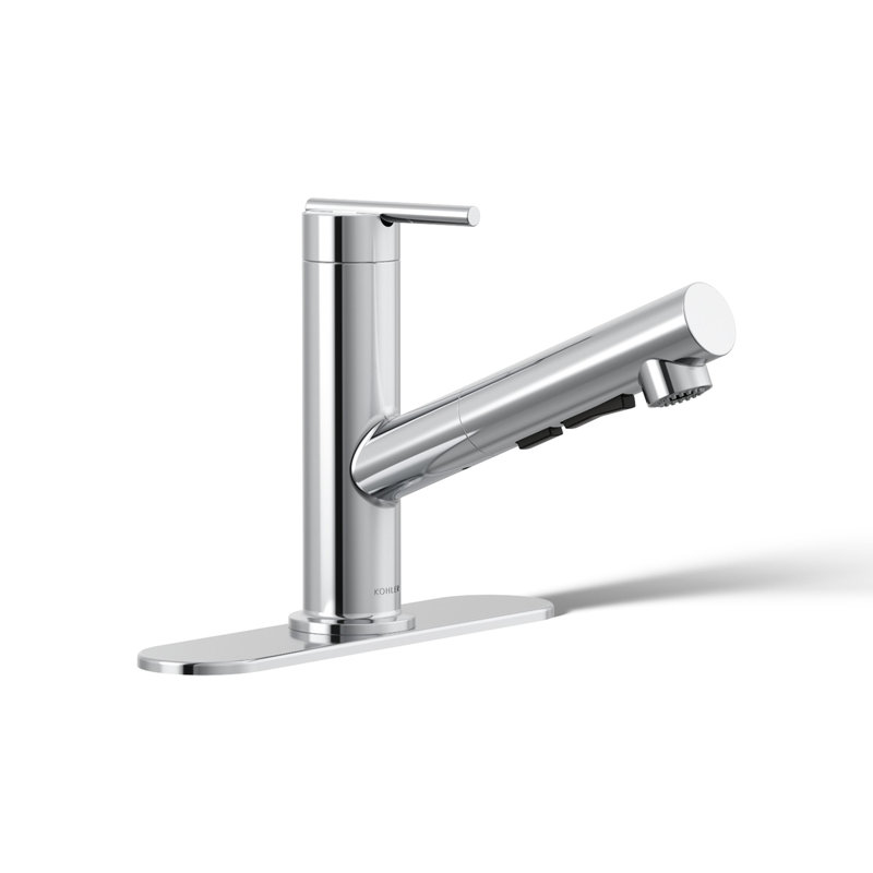 Crue Pull-Out Kitchen Sink Faucet, Pull-Out Laundry Faucet with Three-Function Sprayhead, Polished Chrome
