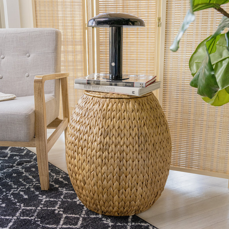 Tabouret de rangement en jacinthe tissé à la main 17 po avec couvercle Colt