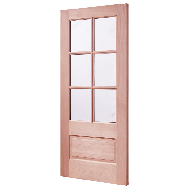 6 Lites Mahogany Front Solid Wood Door, 80" H x 36" W
