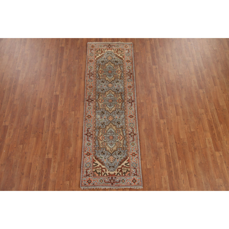 Grey Traditional  Oriental Runner Rug 3x8