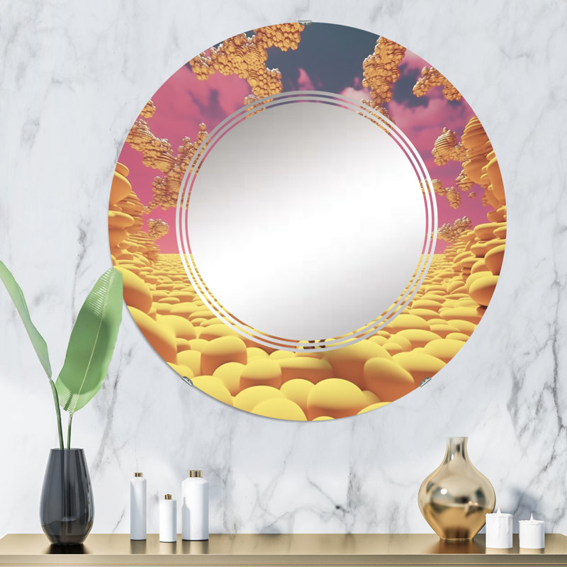 Portici - Miroir mural moderne rond, 32 po x 32 po