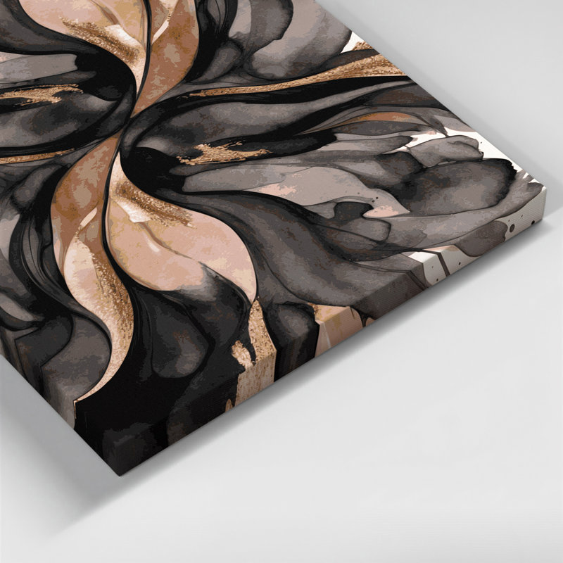Aquarelle abstraite, art mural noir sur toile 91