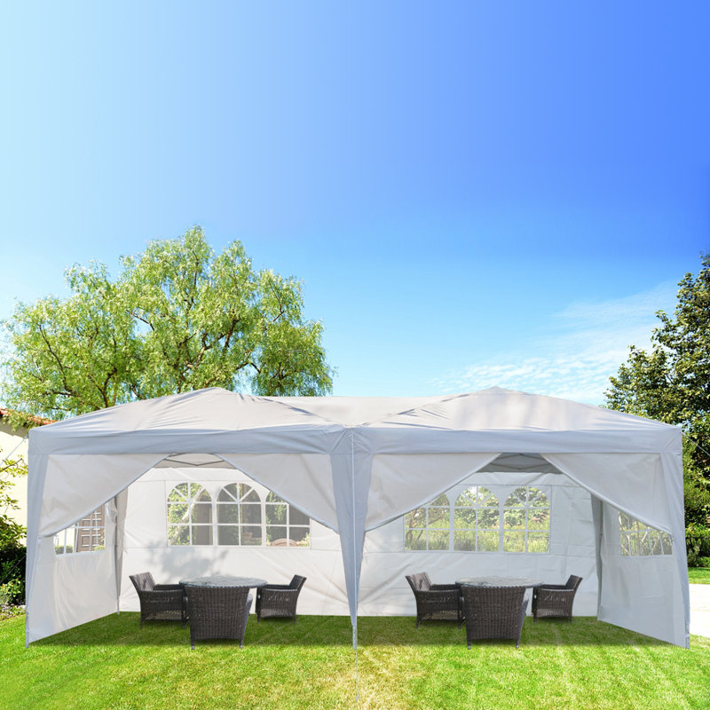 Mariage robuste 20 pi. L 10 pi. D Tente de fête escamotable en fer, Blanc