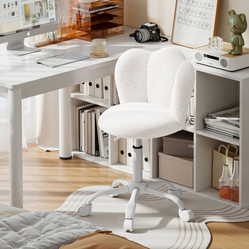 Office Chair, White Boucle
