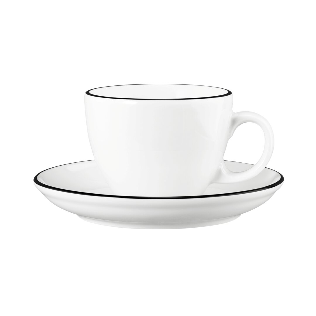 Seltmann Weiden Cappuccinotasse mit Untertasse Modern Life Black Line