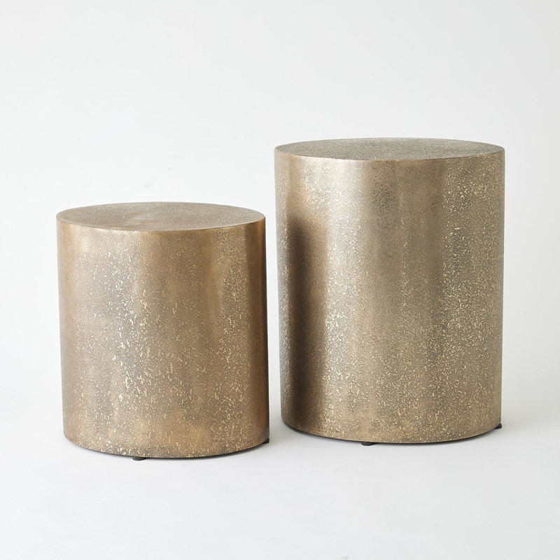 Texture End Table, Antique Brass, 15" H x 14" W x 12" D