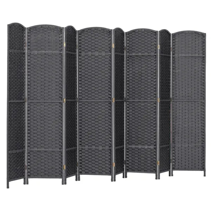 Cloison de séparation pliante 8 panneaux de 5,6 pi de hauteur et cloison autoportante pour bureau à domicile, gris anthracite