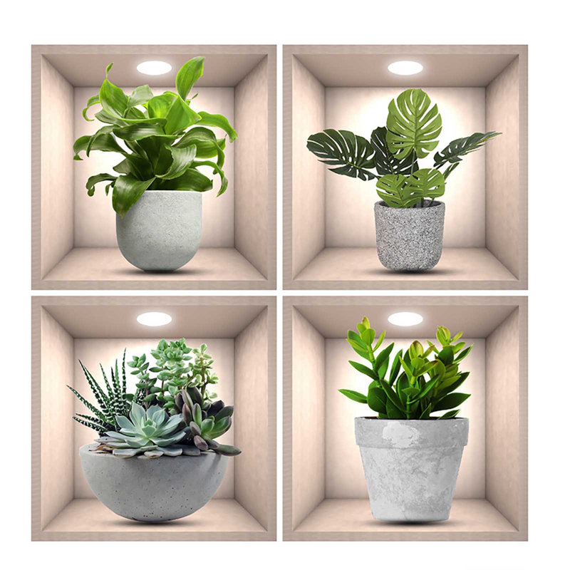 Autocollant décoratif de plante en pot