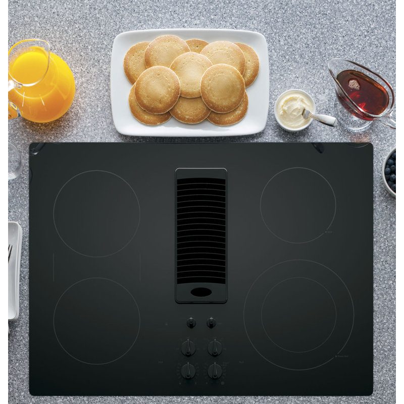 Downdraft Electric Cooktop, Black, Black