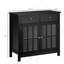Buffet buffet, armoire de cuisine décorative avec portes en verre, tablette réglable et 2 tiroirs pour la cuisine, noir