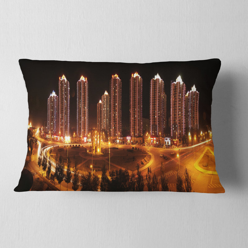 Coussin de photographie de paysage urbain chinois, 12 po x 20 po, Rectangulaire