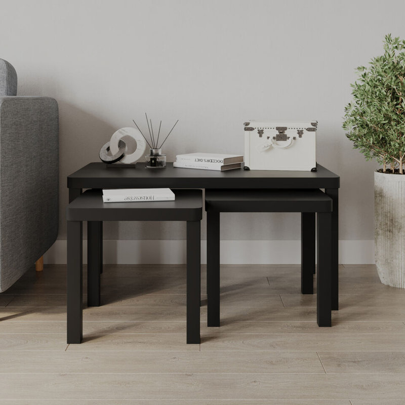 3 - Piece Living Room Table Set, Black